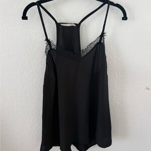 Together Black Slip Tank with Lace Trim